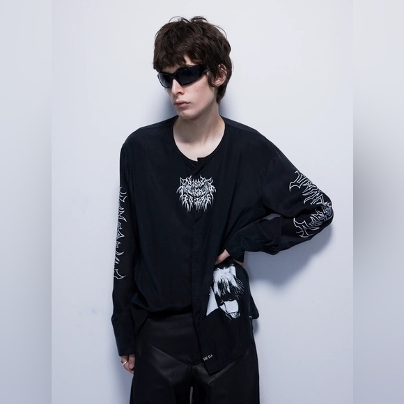 Yossi Homme Faded Metal Silk Shirt - Picture 1 of 6